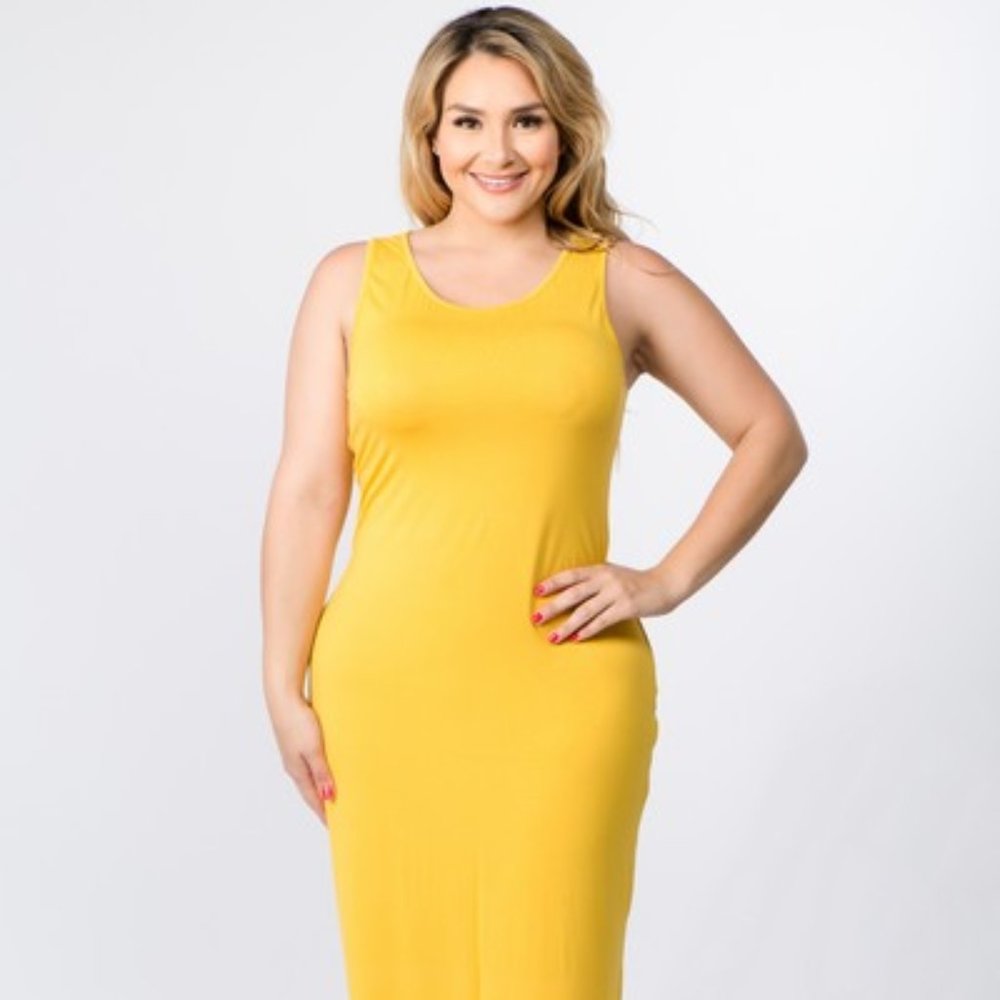 Solid Sleeveless Maxi Plus Dress